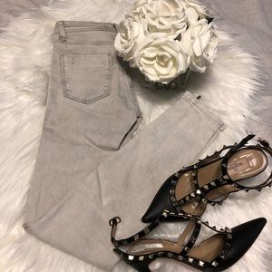 Zara light grey zip ankle skinny jeans